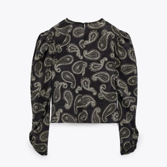 ZARA printed paisley long sleeves top size Medium  NEW - Picture 6 of 15
